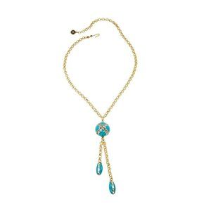 Heidi Daus Madison & 68th Turquoise Blue Enamel and Crystal Y-Necklace